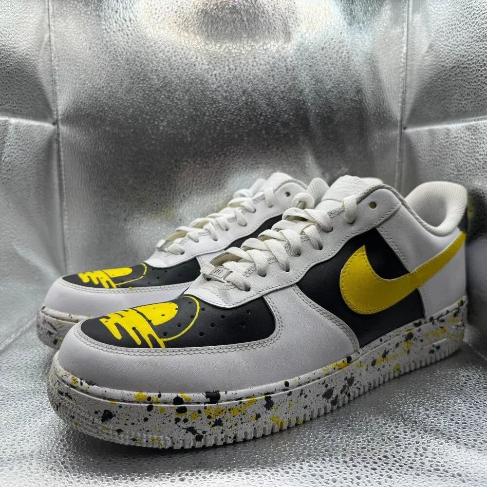 Size 14 Nike Air Force 1 White Black Mens Low Top Athletic Sneakers 315122-111‎